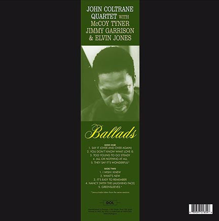 The John Coltrane Quartet - Ballads — back sleeve