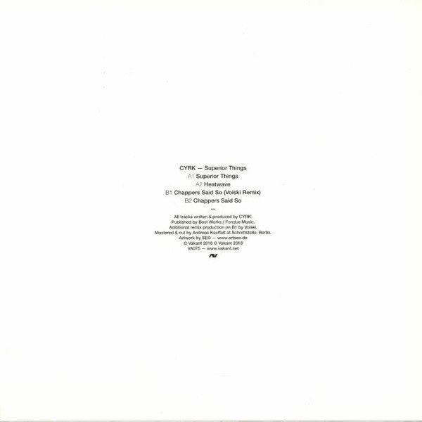 CYRK - Superior Things — back sleeve