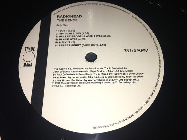 Radiohead : The Bends (LP, Album, RE)