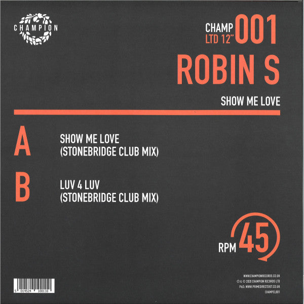 Robin S. - Show Me Love / Luv 4 Luv — back sleeve