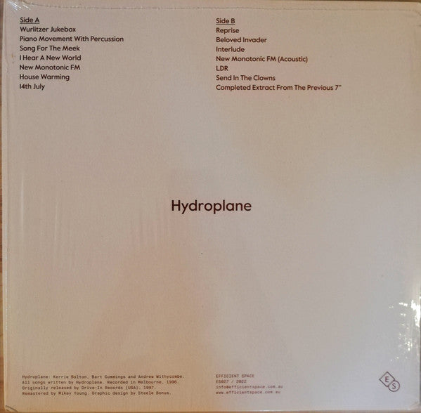 Hydroplane - Hydroplane — back sleeve