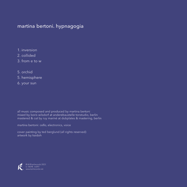 Martina Bertoni - Hypnagogia — back sleeve