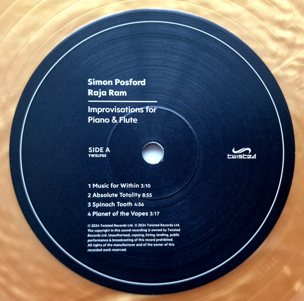 Simon Posford & Raja Ram : Improvisations For Piano & Flute (LP, Album, Gol)