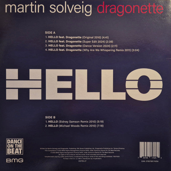 Martin Solveig & Dragonette - Hello — back sleeve