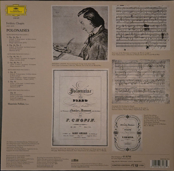 Frédéric Chopin, Maurizio Pollini - Polonaises — back sleeve