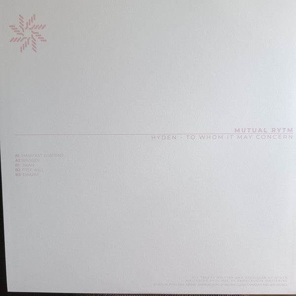 Hyden (2) : To Whom It May Concern (12", EP)