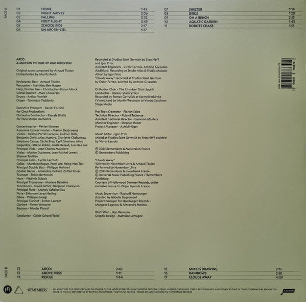 Arnaud Toulon - Arco Original Motion Picture Soundtrack — back sleeve