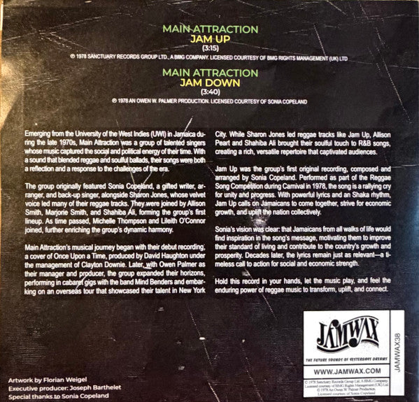Main Attraction - Jam Up / Jam Down — back sleeve