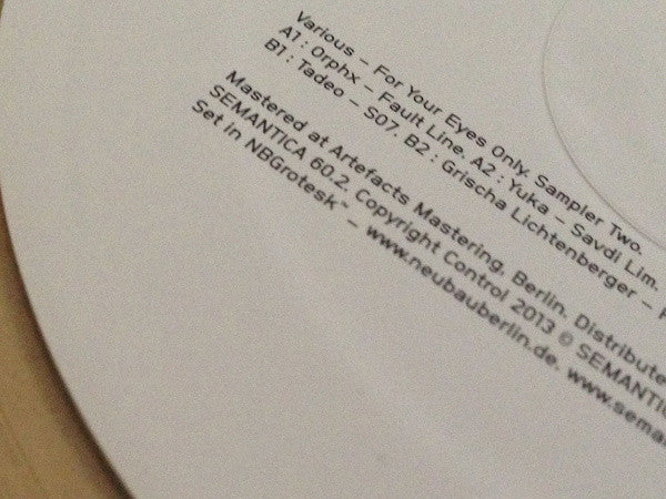 Various - For Your Eyes Only Sampler Two — front sleeve