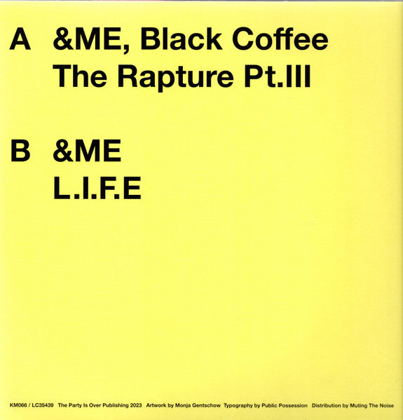 &Me, Blackcoffee - The Rapture Pt. III — back sleeve