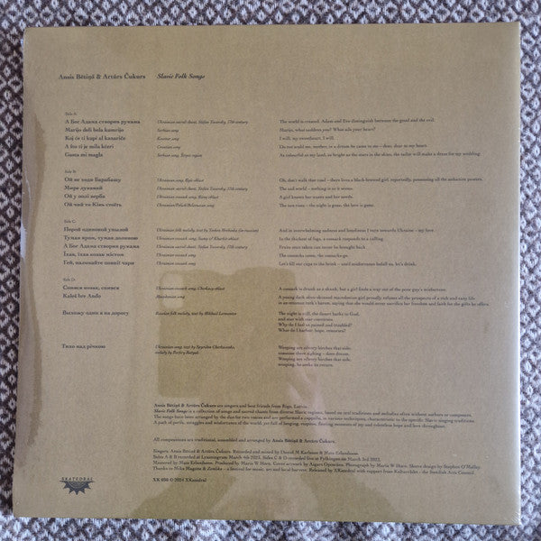 Ansis Bētiņš & Artūrs Čukurs - Slavic Folk Songs — back sleeve