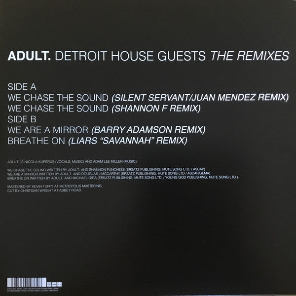 ADULT. - Detroit House Guests The Remixes — back sleeve