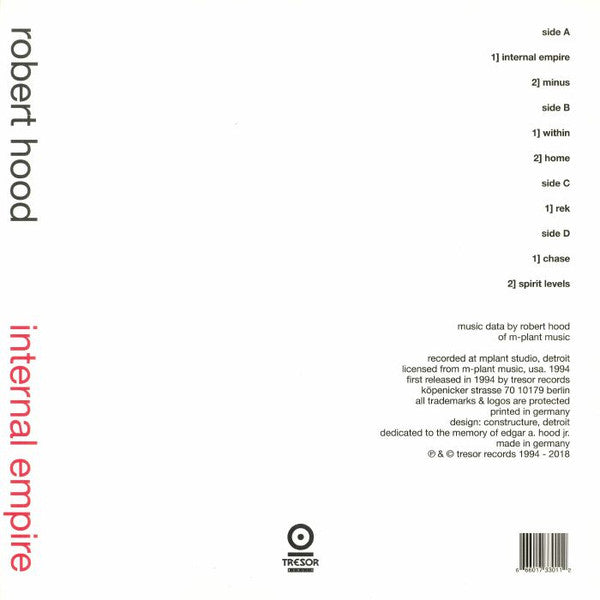 Robert Hood - Internal Empire — back sleeve