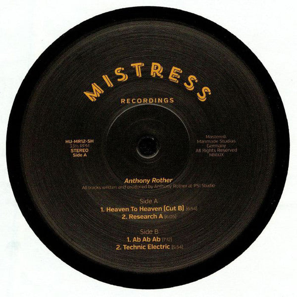 Anthony Rother - Mistress 12 — front sleeve