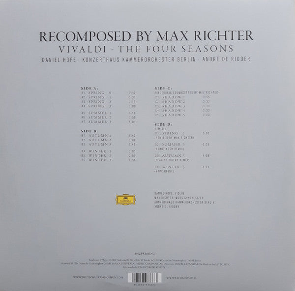 Max Richter, Antonio Vivaldi, Daniel Hope · Konzerthaus Kammerorchester Berlin · André de Ridder : Recomposed By Max Richter (Vivaldi · The Four Seasons) (2xLP, Album, RE, 180)