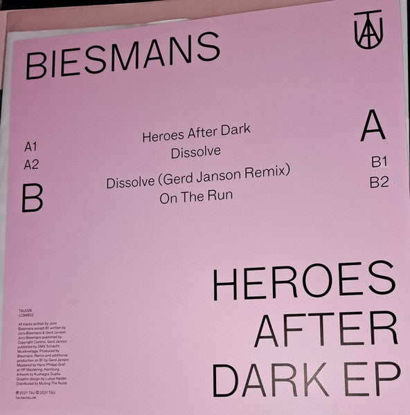 Joris Biesmans - Heroes After Dark EP — back sleeve
