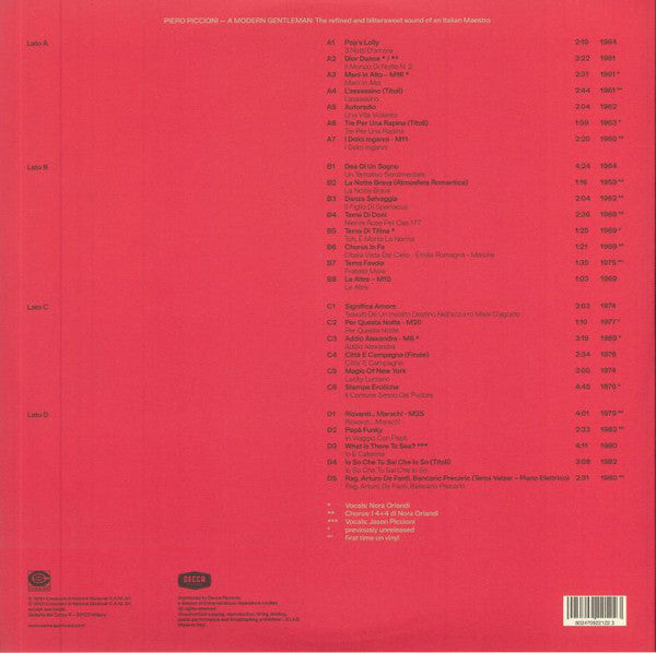 Piero Piccioni : A Modern Gentleman: The Refined Bittersweet Sound Of An Italian Maestro (2xLP, Comp, RM, Gat)