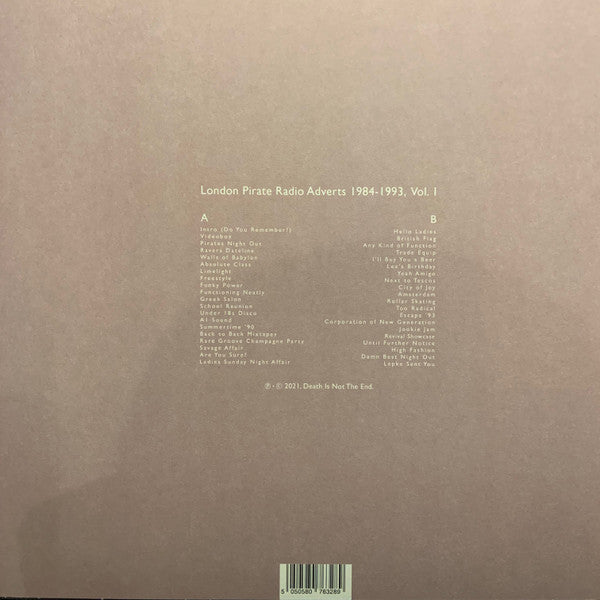 No Artist - London Pirate Radio Adverts 1984-1993, Vol. 1 — back sleeve