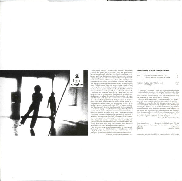 Charlemagne Palestine & Simone Forti - Meditative Sound Environments — back sleeve