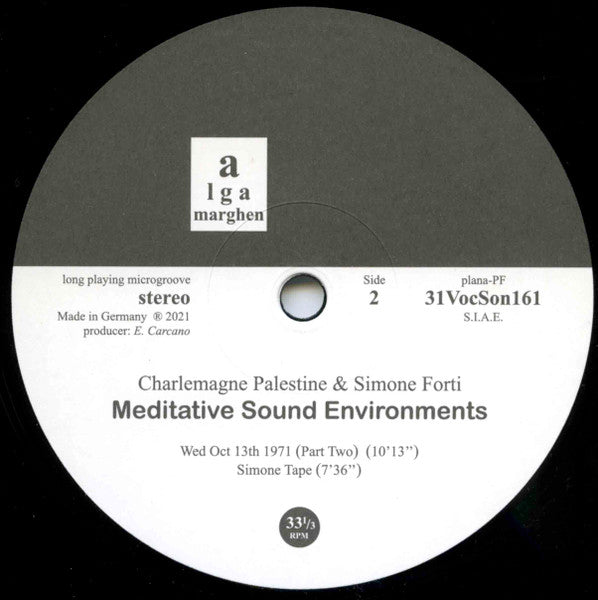 Charlemagne Palestine & Simone Forti : Meditative Sound Environments (LP, Ltd)