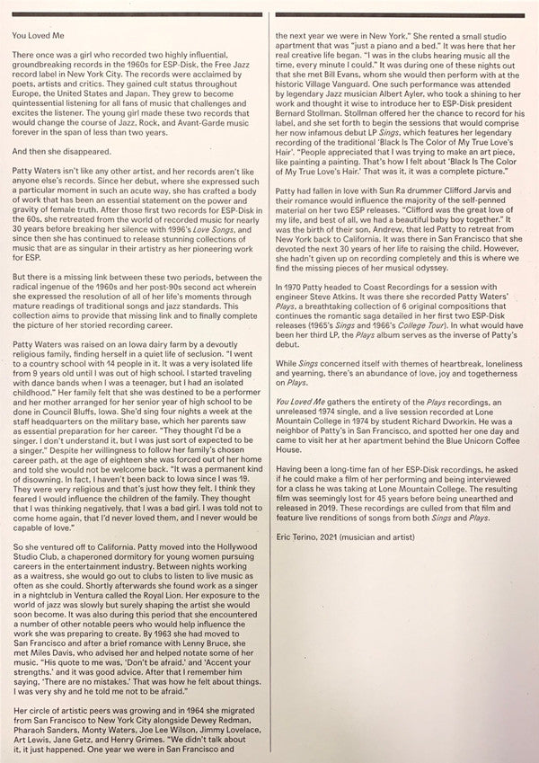 Patty Waters : You Loved Me (LP, Album, Comp)