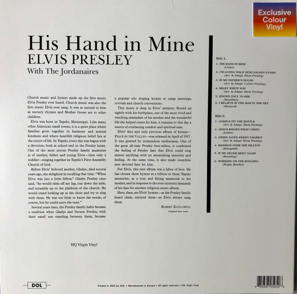 Elvis Presley : His Hand In Mine (LP, Album, RE)