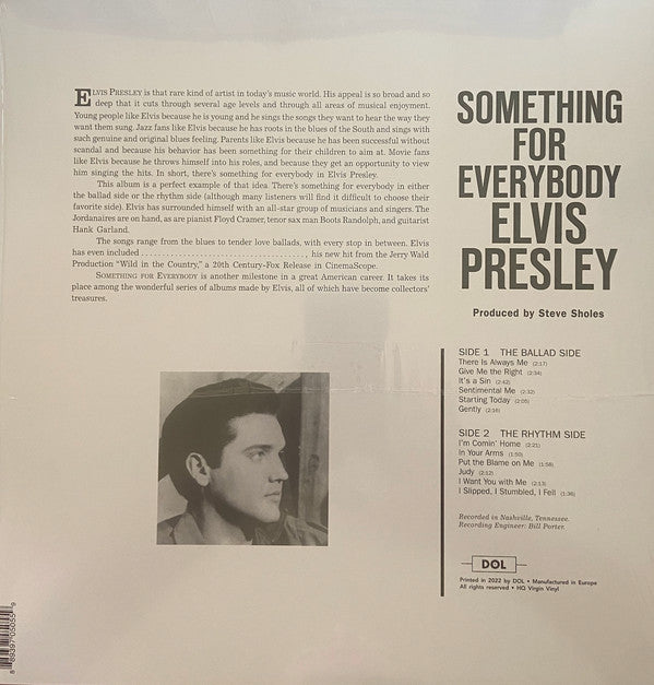 Elvis Presley - Something For Everybody — back sleeve