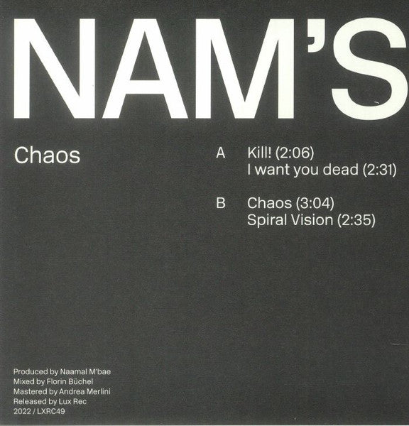 Nam's - Chaos — back sleeve