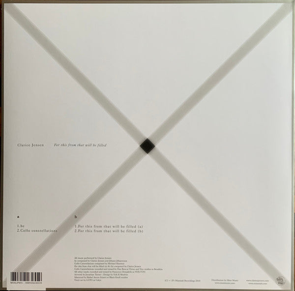 Clarice Jensen - For This From That Will Be Filled — back sleeve