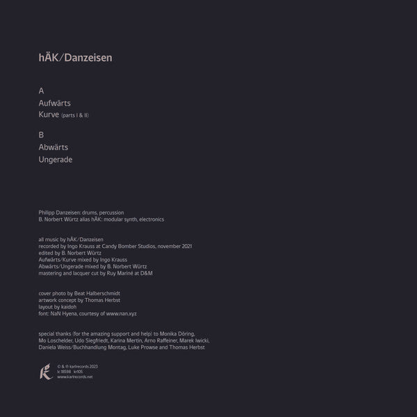 Bernd Norbert Würtz / Philipp Danzeisen : hÄK / Danzeisen (LP, Album, Ltd, 180)