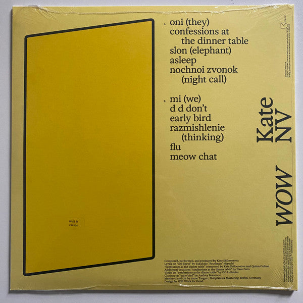 Kate NV : WOW (LP, Album, Ltd, Yel)