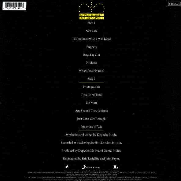 Depeche Mode - Speak & Spell — back sleeve