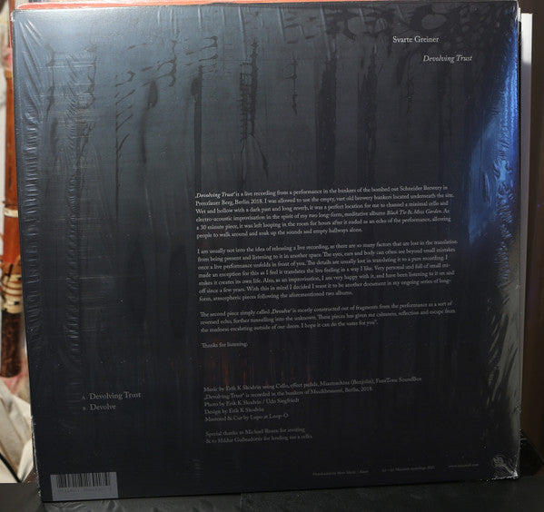 Svarte Greiner - Devolving Trust — back sleeve