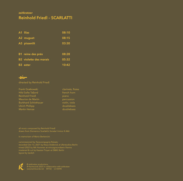 Zeitkratzer, Reinhold Friedl - Scarlatti — back sleeve