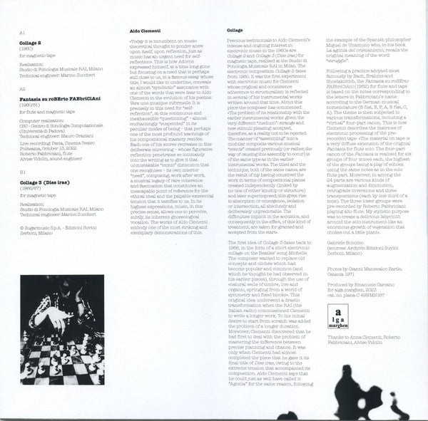 Aldo Clementi - Collage — back sleeve