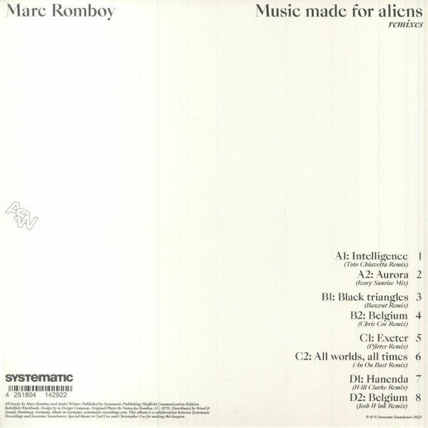 Marc Romboy - Music Made For Aliens (Remixes) — back sleeve