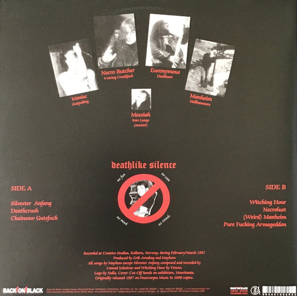 Mayhem - Deathcrush — back sleeve