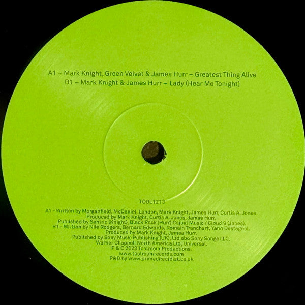 Mark Knight, Green Velvet, James Hurr - The Greatest Thing Alive / Lady (Hear Me Tonight) — back sleeve