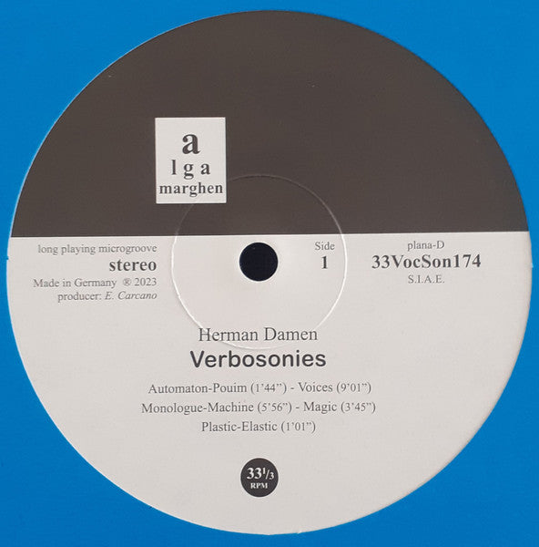 Herman Damen : Verbosonies And Phonographies (LP, Album, Ltd)