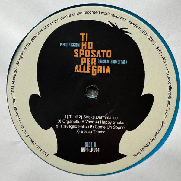 Piero Piccioni : Ti Ho Sposato Per Allegria (LP, Ltd, RE, RM, Blu)