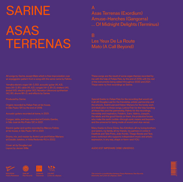 Mariano Sarine : Asas Terrenas (LP, Album, Ltd)