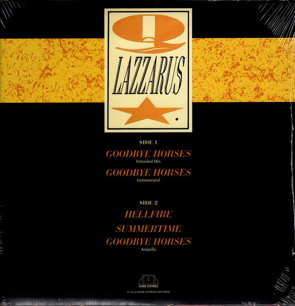 Q. Lazzarus - Goodbye Horses — back sleeve