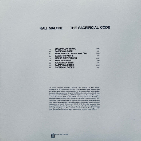 Kali Malone : The Sacrificial Code (2xLP, Album, Ltd, RE, Clo)