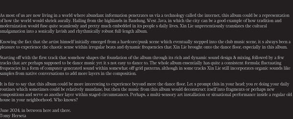 Xin Lie - Xin Lie — back sleeve