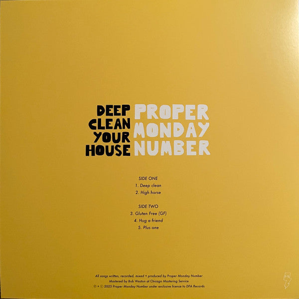 Proper Monday Number - Deep Clean Your House — back sleeve