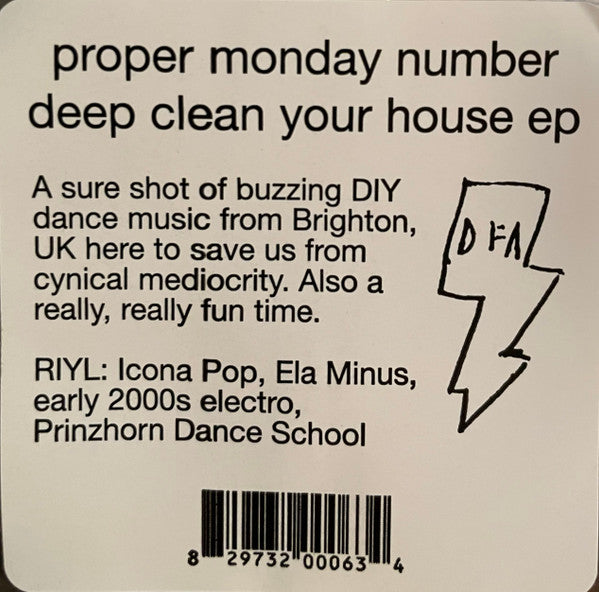 Proper Monday Number : Deep Clean Your House (12", EP)