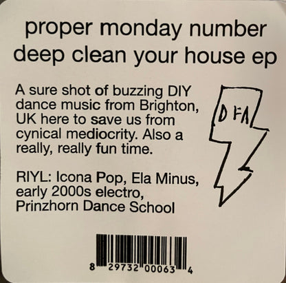 Proper Monday Number : Deep Clean Your House (12", EP)