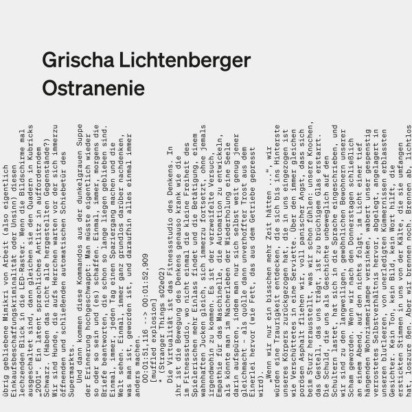 Grischa Lichtenberger : Ostranenie (LP, Album, Ltd)
