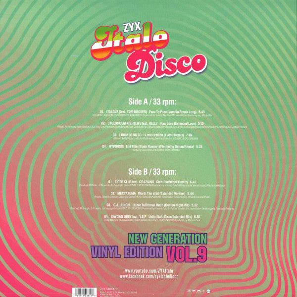 Various - ZYX Italo Disco New Generation Vinyl Edition Vol.9 — back sleeve