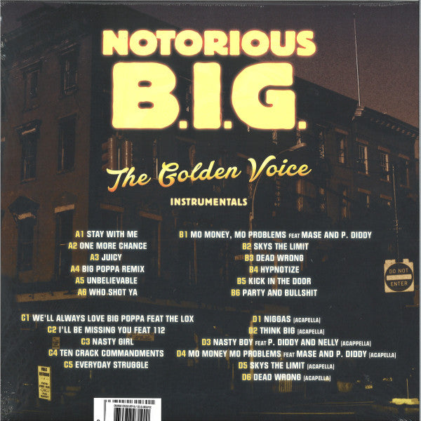 Notorious B.I.G. - The Golden Voice (Instrumentals) — back sleeve